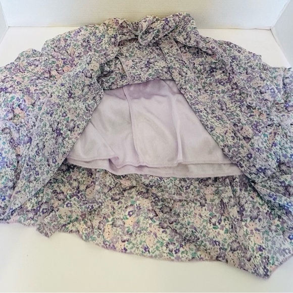 Manydress Lavender Floral Print Casual Mini Boho Ruffle Swing Dress Lined Medium - Picture 15 of 16